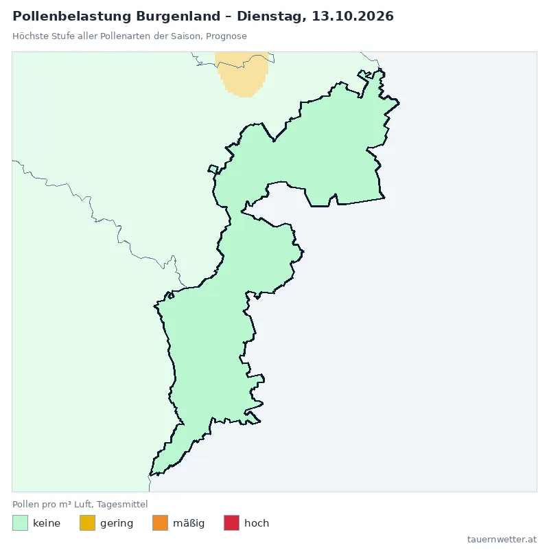 Pollenbelastung Burgenland Dienstag, 13.10.: Prognose, höchste Stufe keine