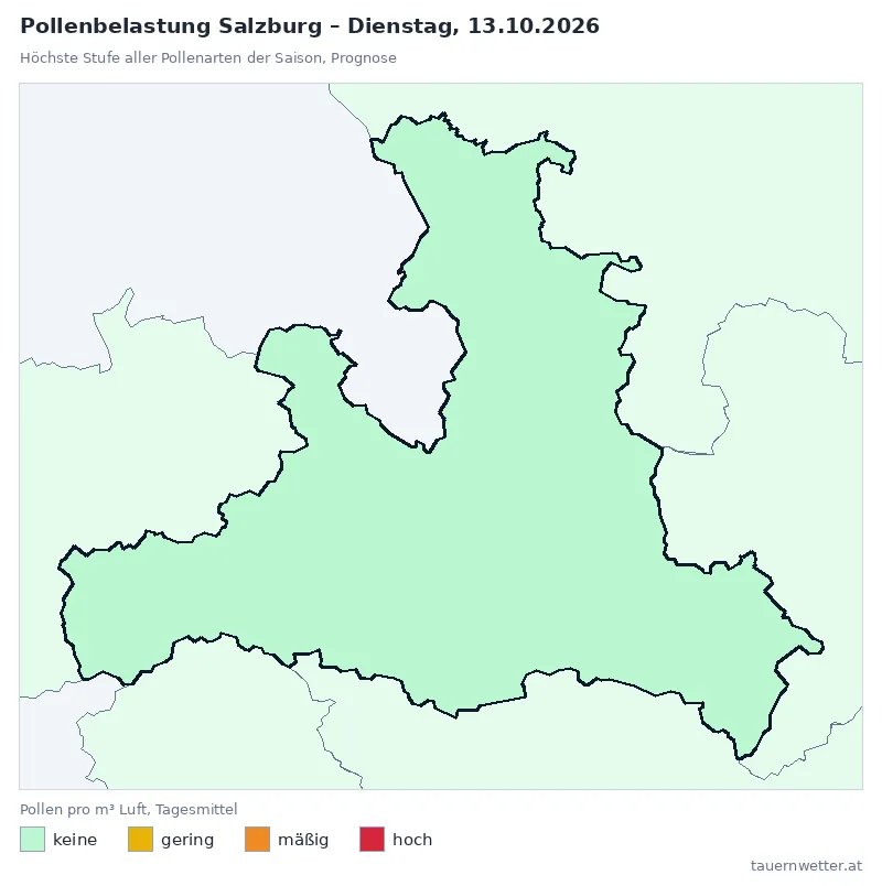 Pollenbelastung Salzburg Dienstag, 13.10.: Prognose, höchste Stufe keine