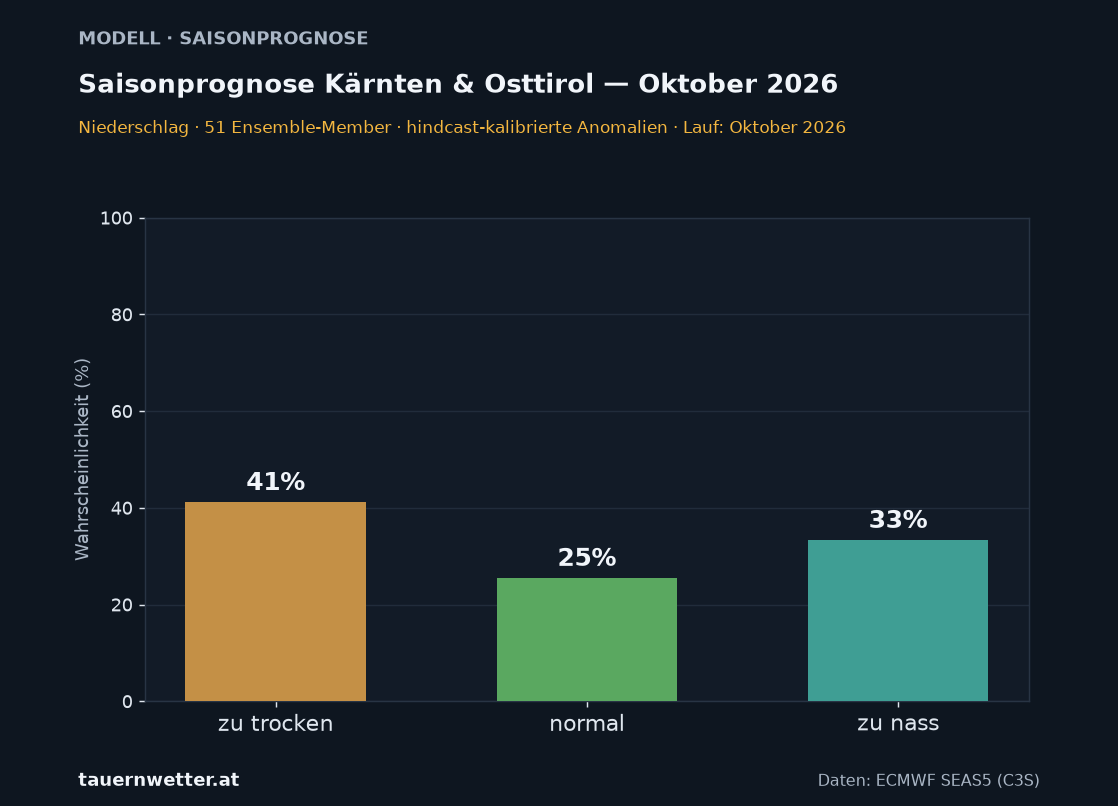 Langfristprognose Kärnten und Osttirol Niederschlag, Vorlaufmonat 1