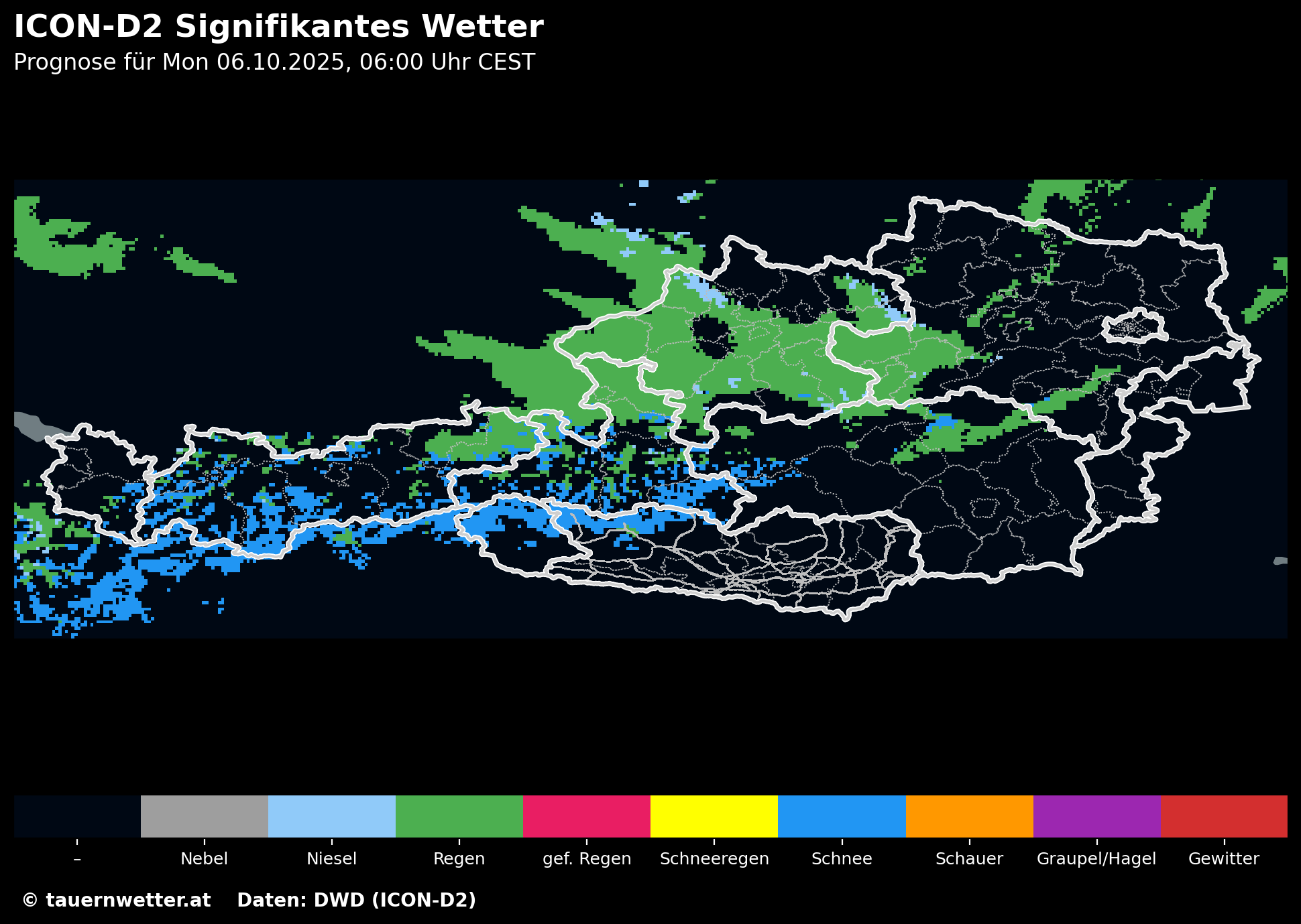 Wetterprognose für die Nacht