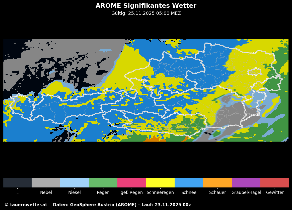 AROME-Modell zeigt signifikantes Wetter für Mittwoch Früh