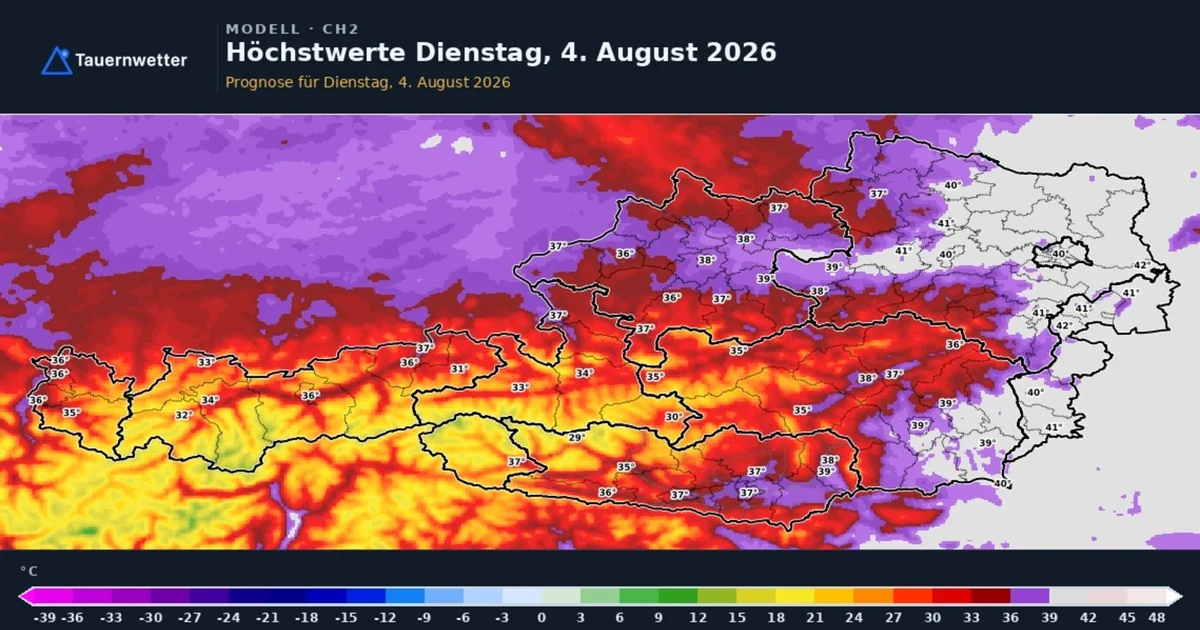Bis 41 Grad am Dienstag: Der Österreich-Rekord fällt mit 65 Prozent Wahrscheinlichkeit