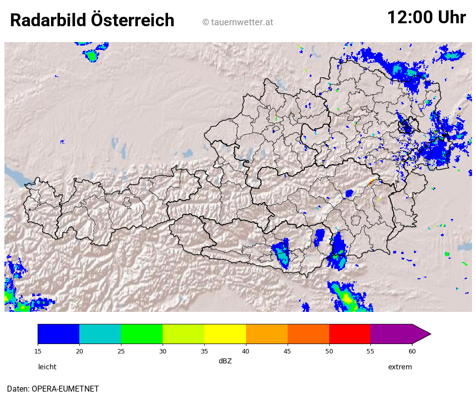 Tauernwetter Radar-System zeigt Niederschlag über Österreich in Echtzeit