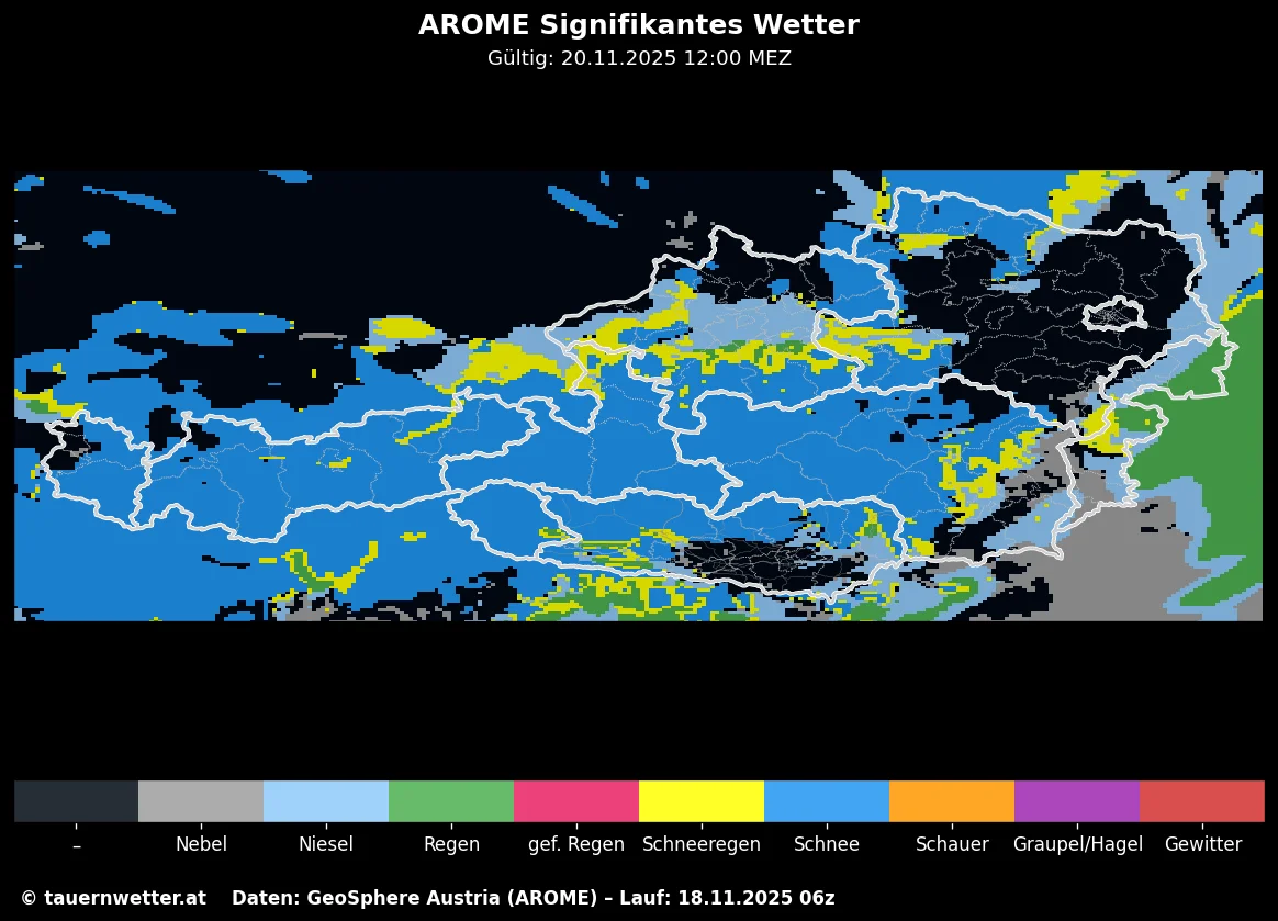 Signifikantes Wetter Donnerstag 20. November 2025 - AROME Modell