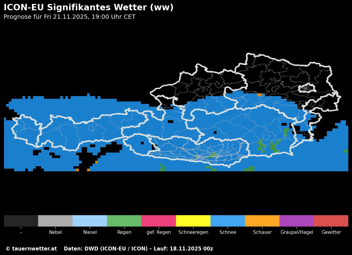 Signifikantes Wetter Freitag 21. November 2025 - ICON Modell