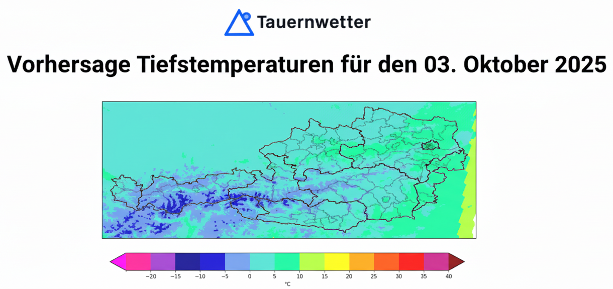Vorhersage Tiefsttemperaturen für den 03. Oktober 2025