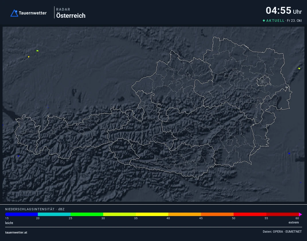 Wetterradar Österreich, Köflach rot markiert