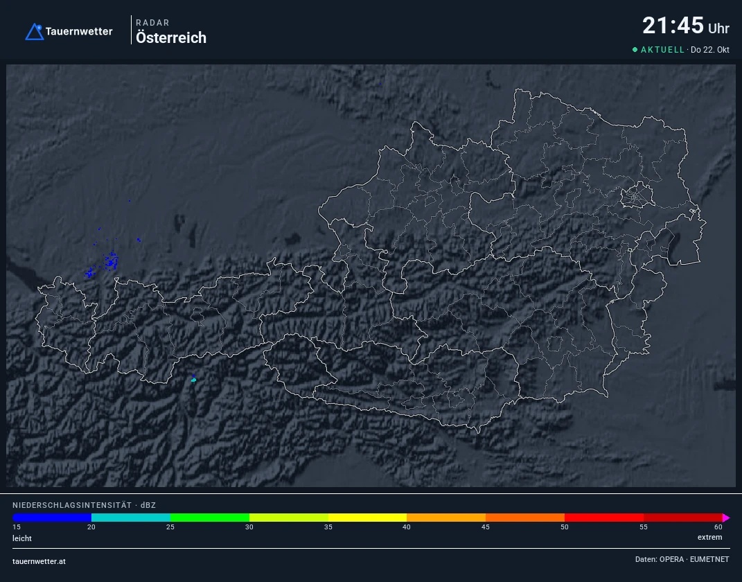 Wetterradar Österreich, Gaal rot markiert