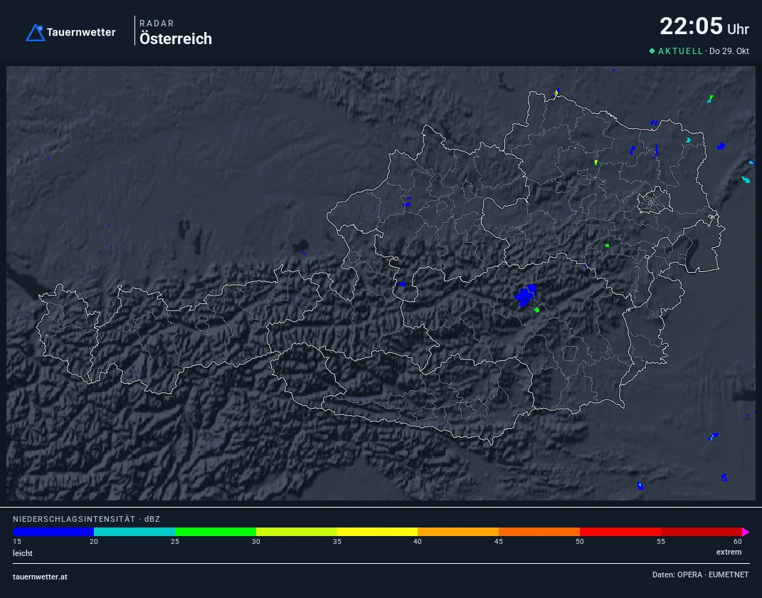 Regenradar Burgenland: Niederschlag der letzten 5 Minuten, Ausschnitt Burgenland und Umgebung
