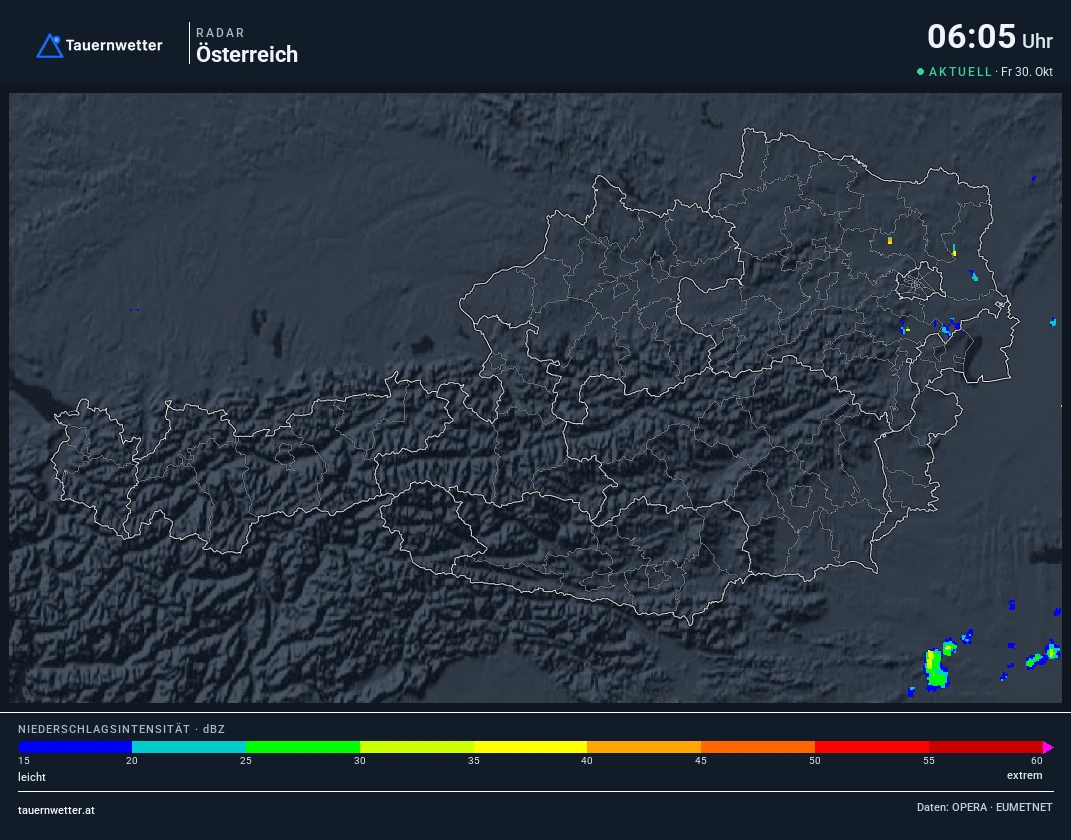 Regenradar Vorarlberg: Niederschlag der letzten 5 Minuten, Ausschnitt Vorarlberg und Umgebung